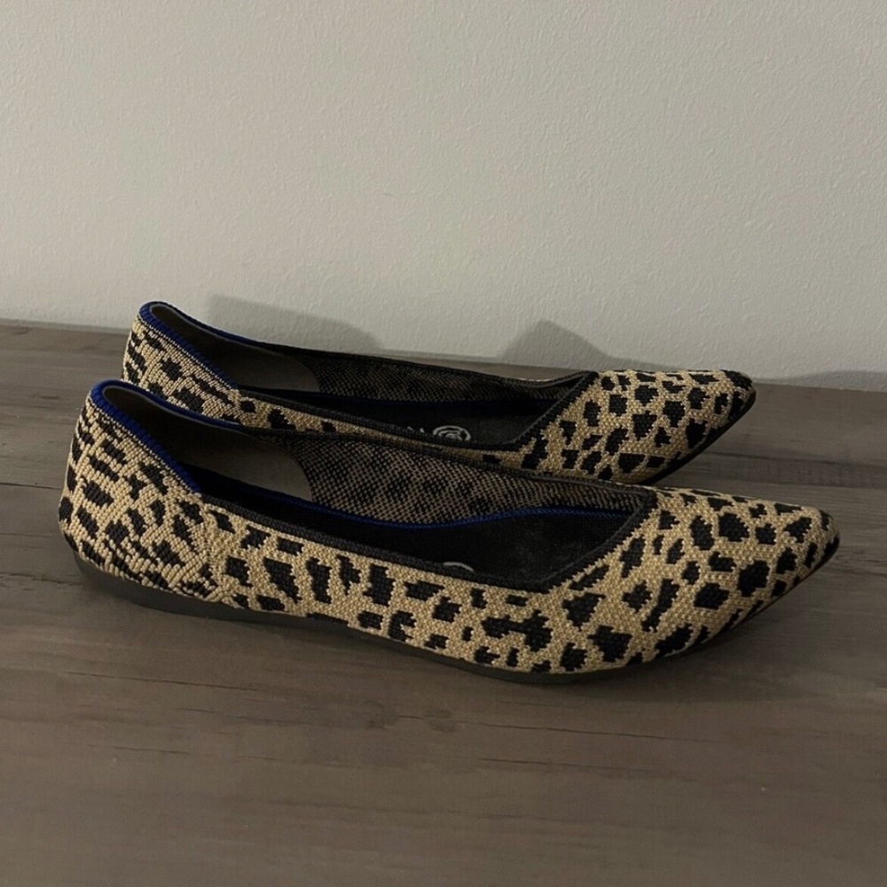 Rothy’s the Point Flats Cheetah Print Size W8.5 EUC